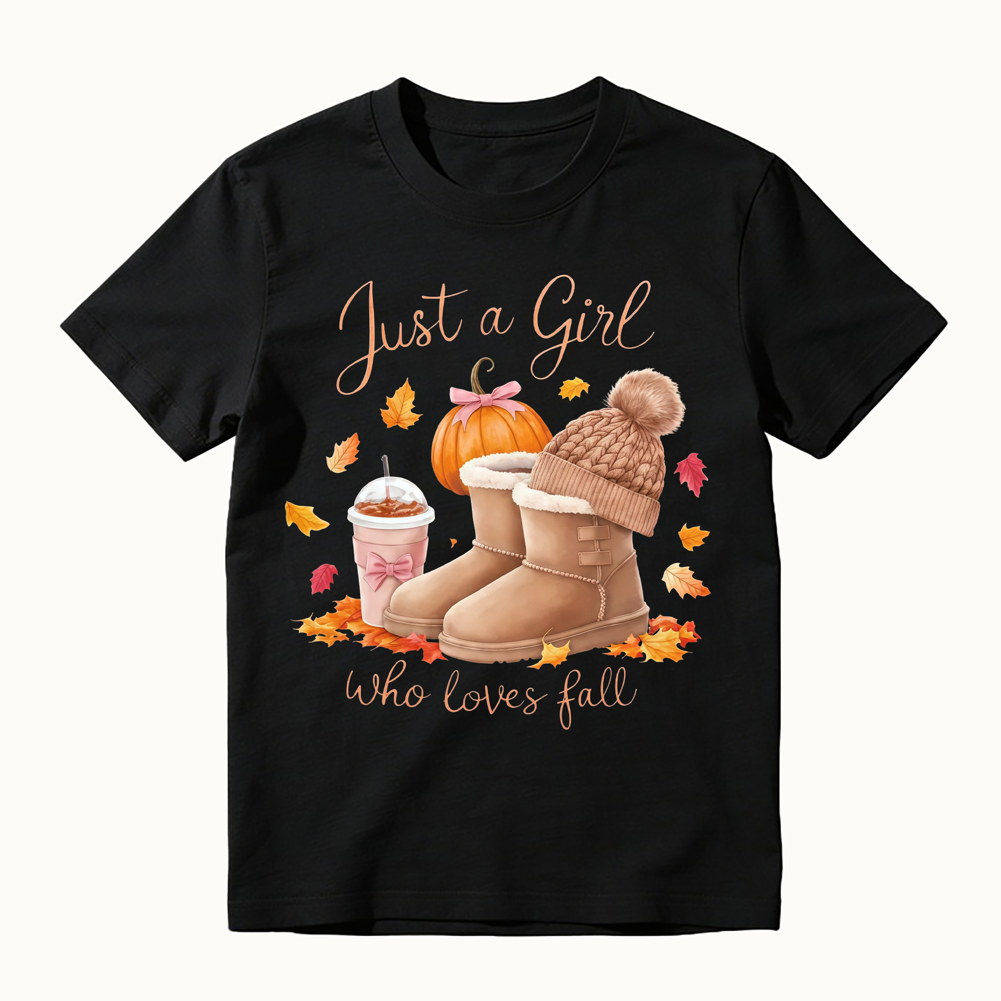 Just A Girl Who Loves Fall Pumpkin Autumn Leaves Graphic T-shirt