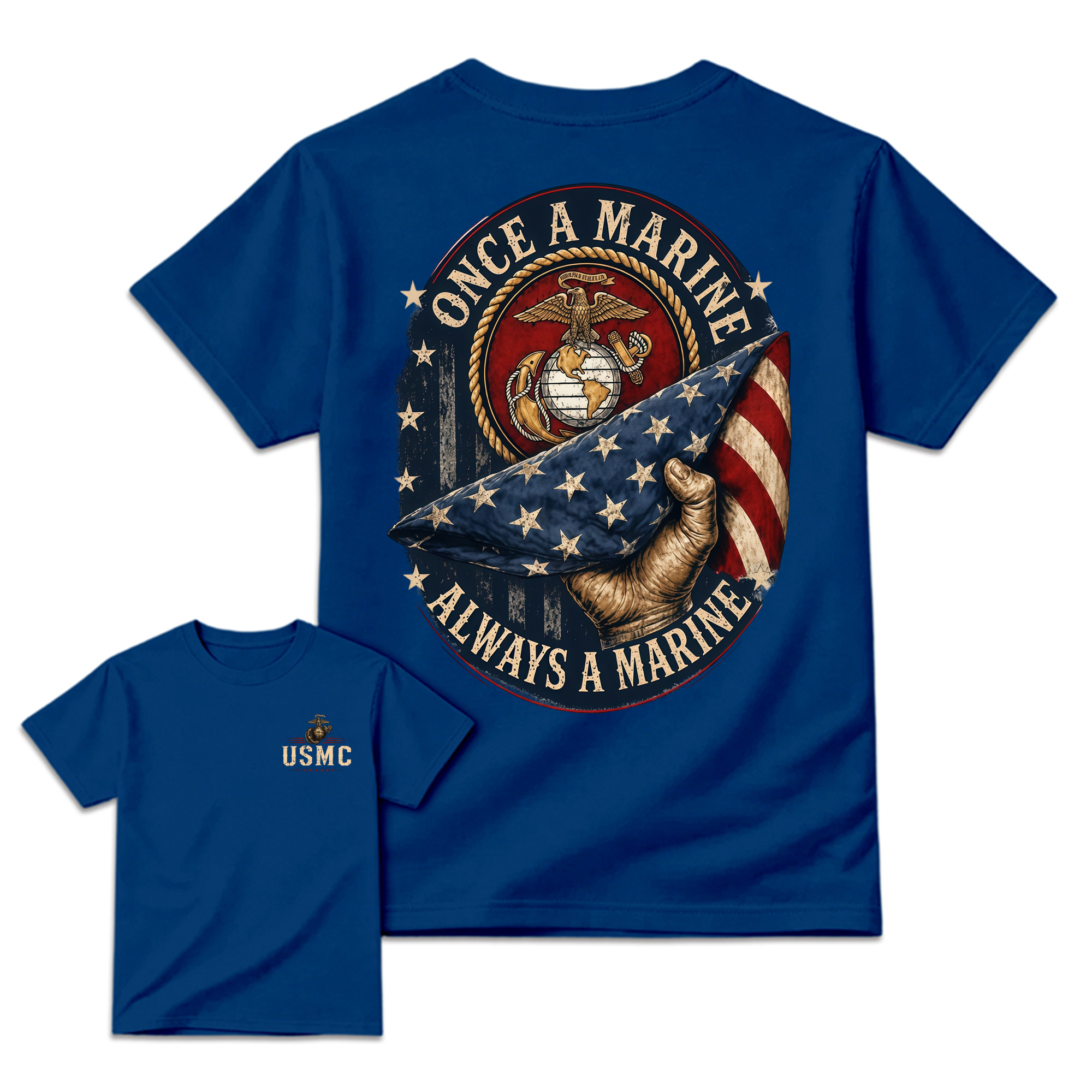 Once a Marine Always a Marine T-Shirt, USMC Veteran Patriotic Graphic Tee
