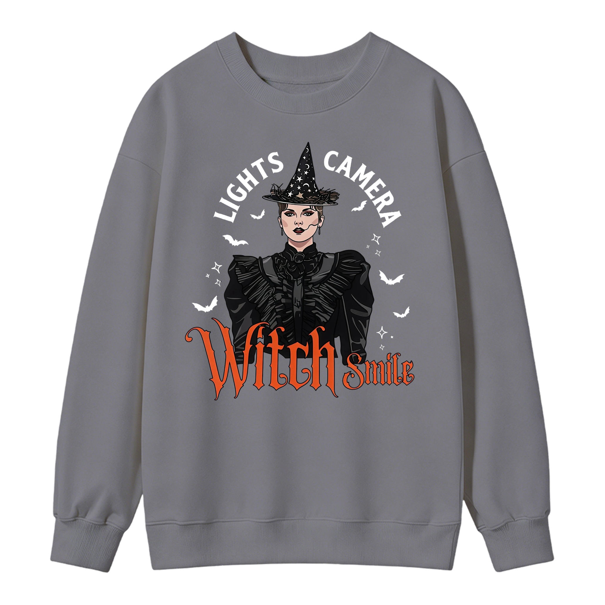 Lights, Camera, Witch Smile! Premium Spooky Season Graphic Sweatshirt