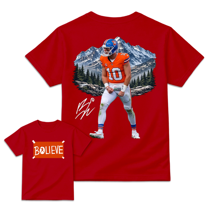Vintage Football Quarterback Believe Spirit Graphic T-Shirt