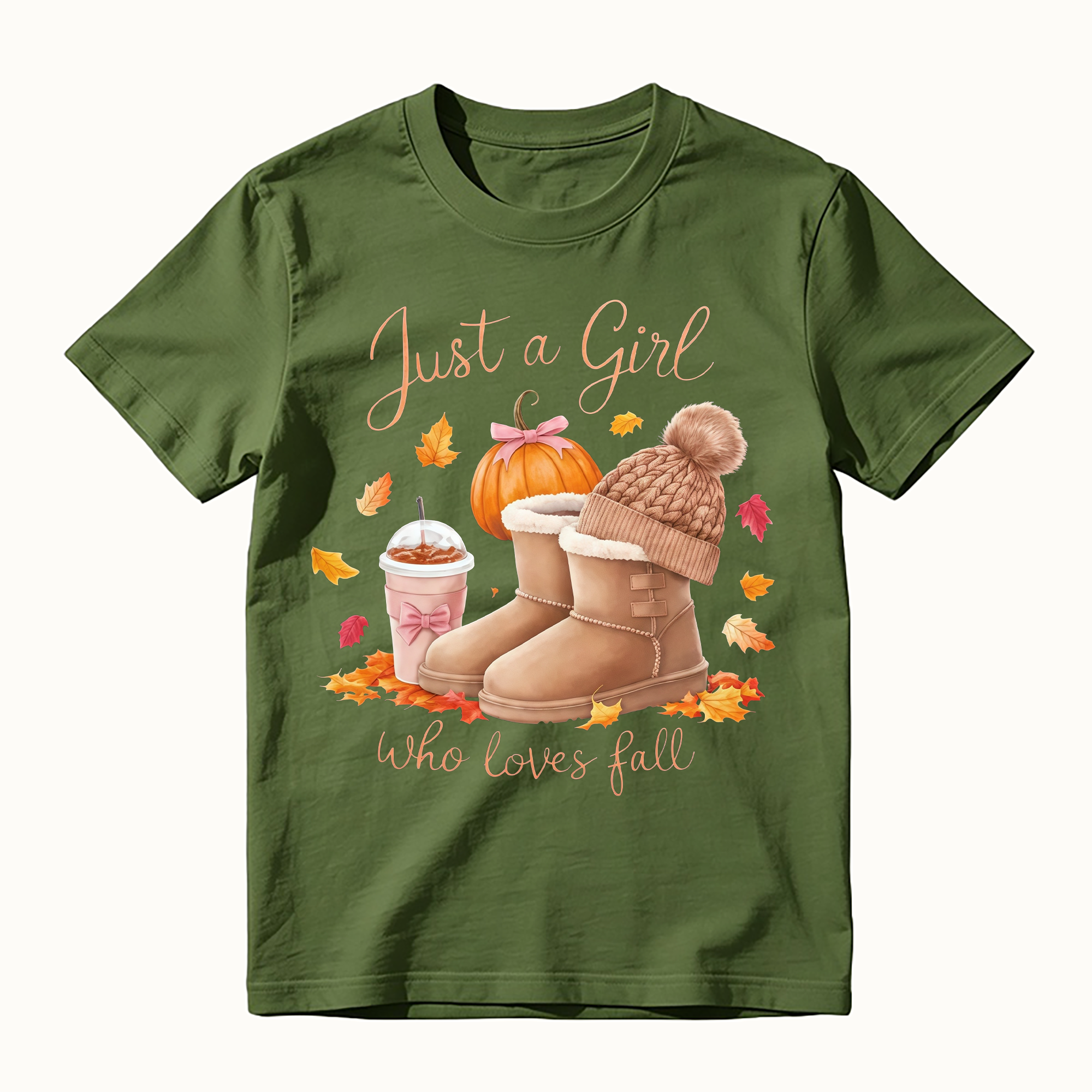 Just A Girl Who Loves Fall Pumpkin Autumn Leaves Graphic T-shirt