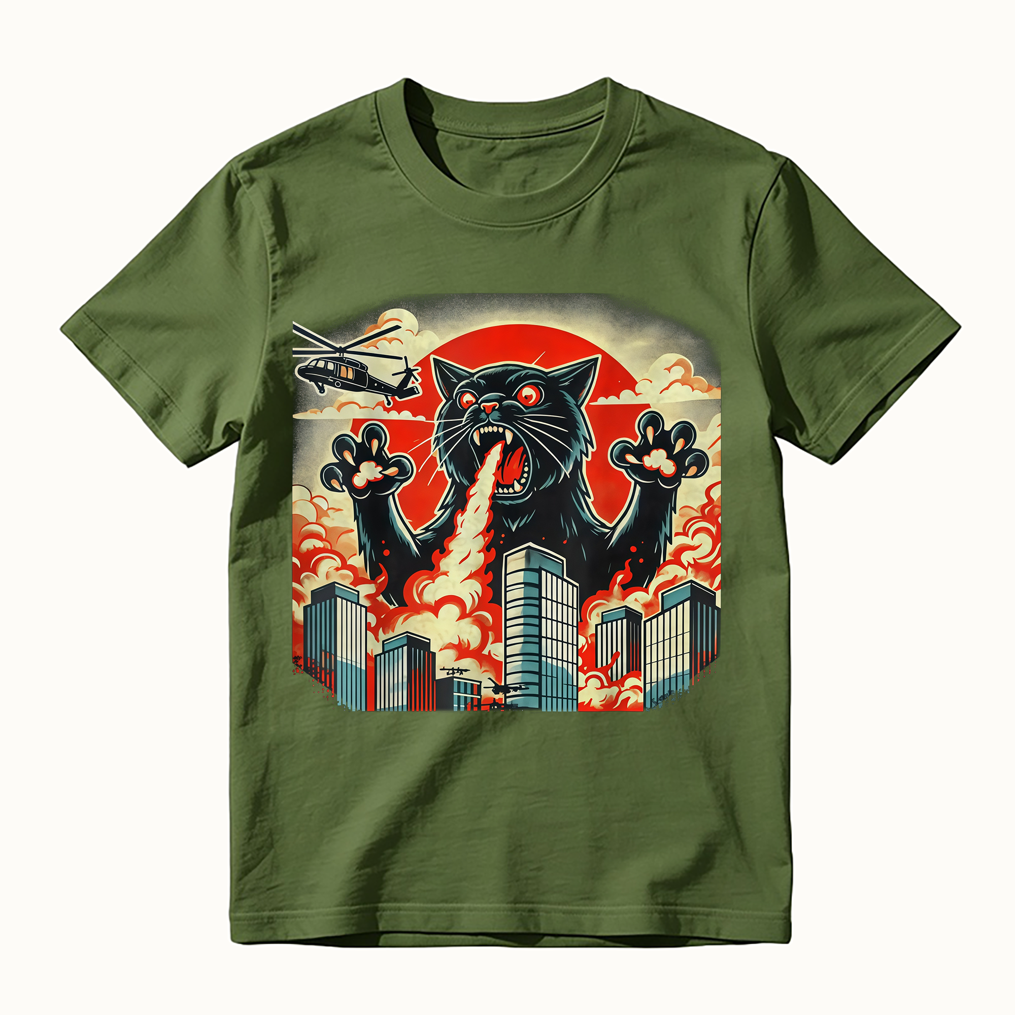 Catzilla Funny Japanese Art Graphic Tee