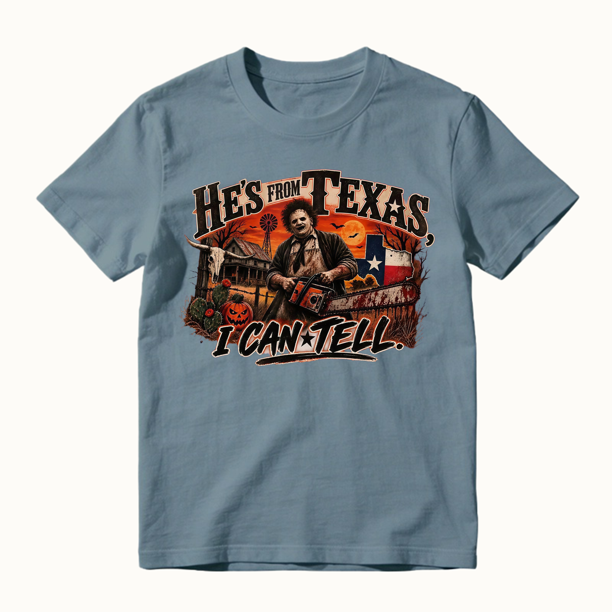 He's From Texas I Can Tell Horror Spooky Season Halloween Shirt