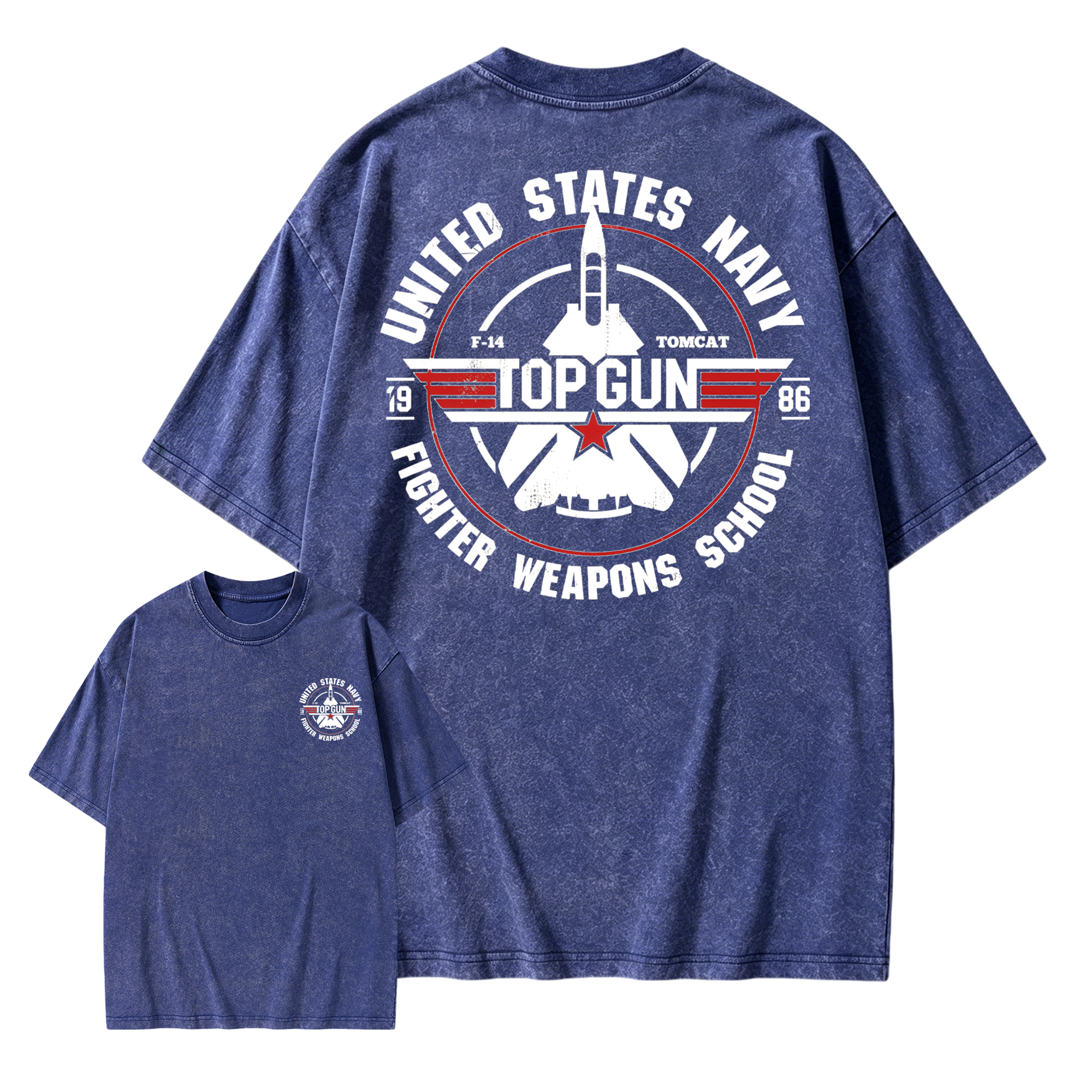 T0p Gun Vintage 80s Fighter Pilot Graphic Washed T-shirt, Retro Military Aviation Washed T-shirt, Navy Fighter Jet Unisex Washed T-shirt