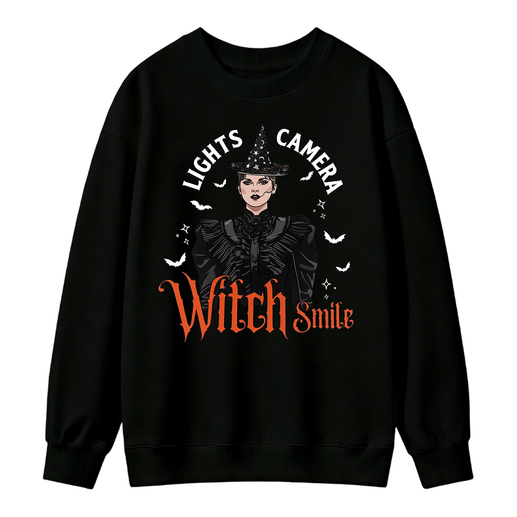 Lights, Camera, Witch Smile! Premium Spooky Season Graphic Sweatshirt