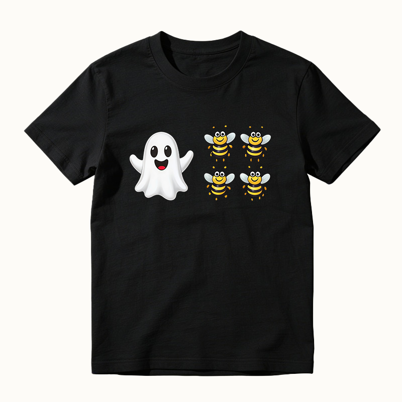 Cute Spooky Ghost And Bees Boo Bees Funny Halloween Graphic T‑Shirt