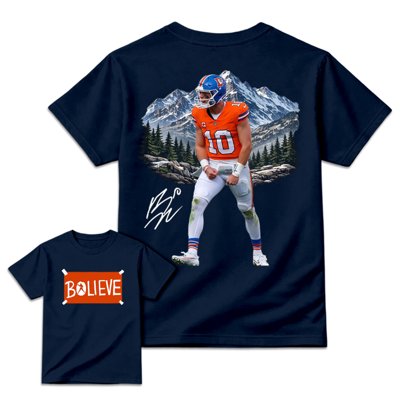 Vintage Football Quarterback Believe Spirit Graphic T-Shirt