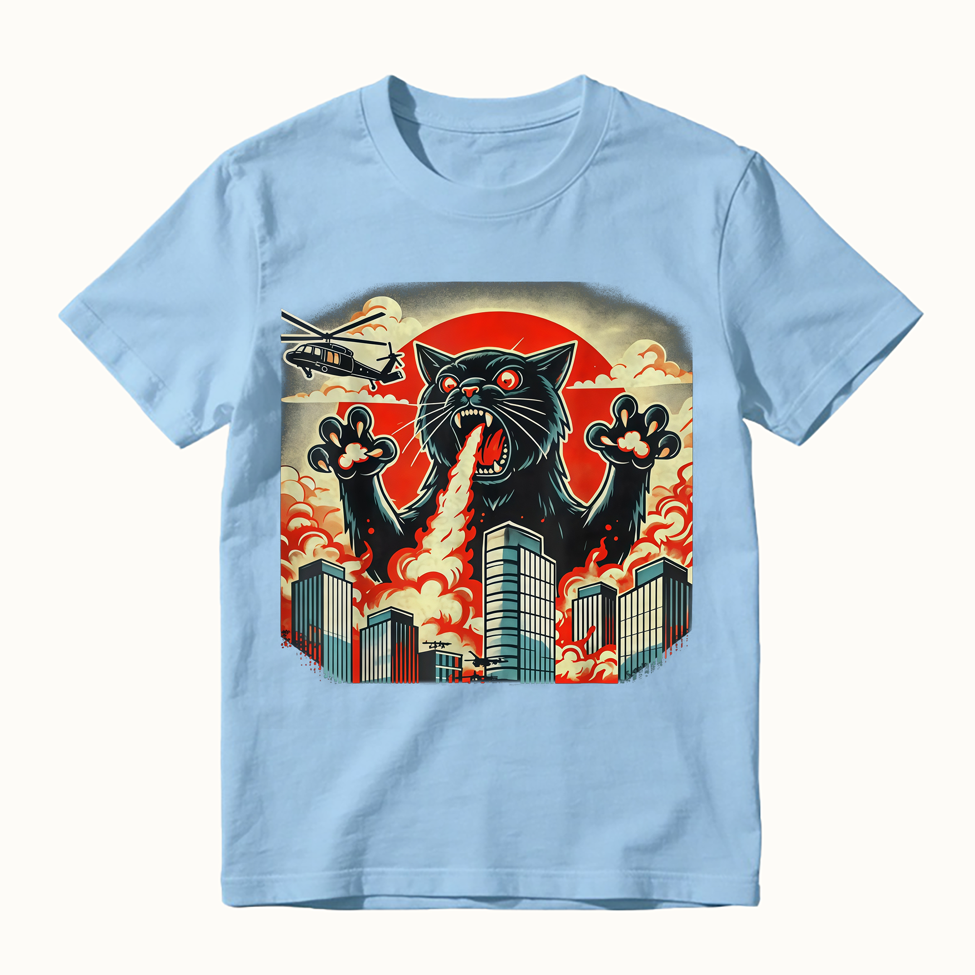 Catzilla Funny Japanese Art Graphic Tee