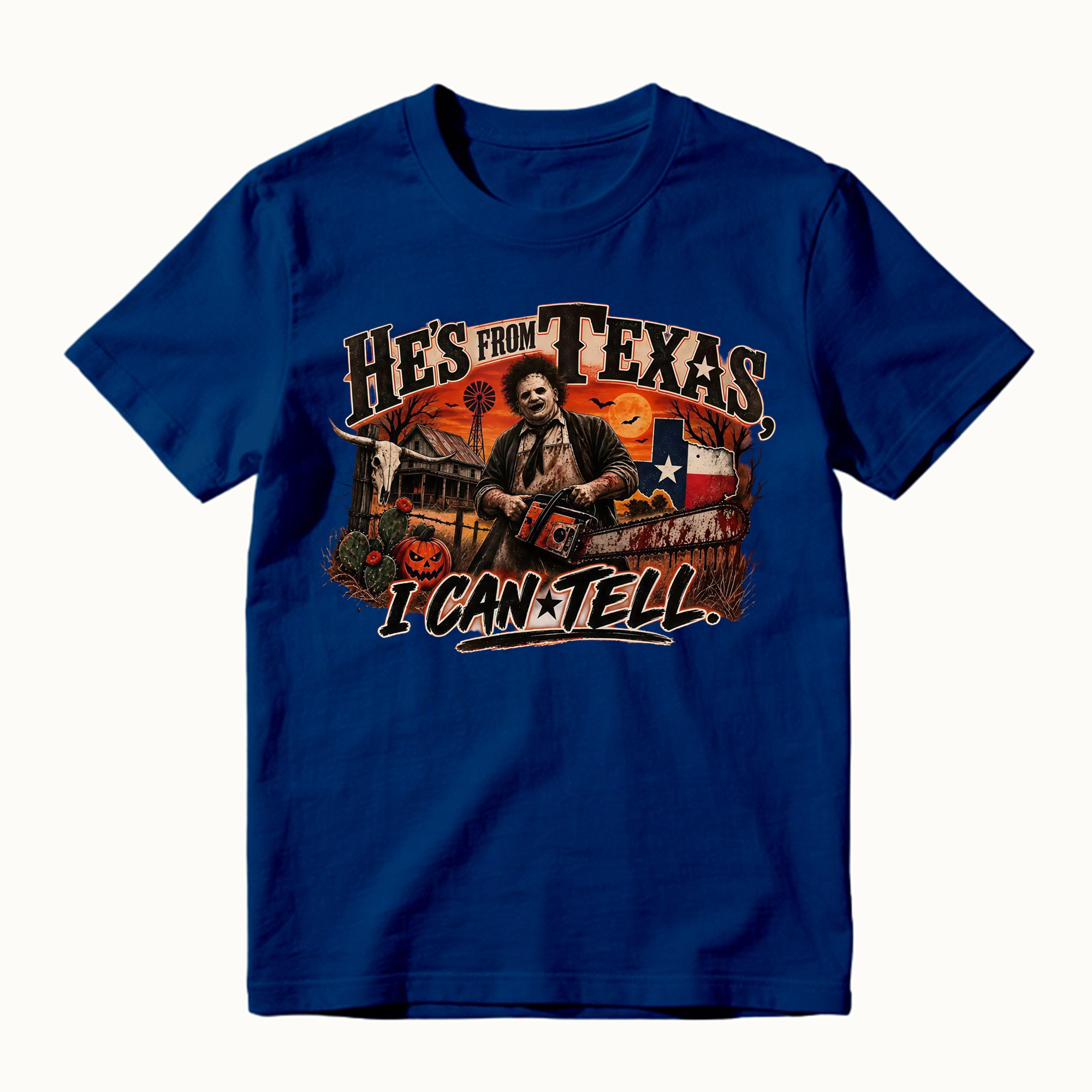 He's From Texas I Can Tell Horror Spooky Season Halloween Shirt