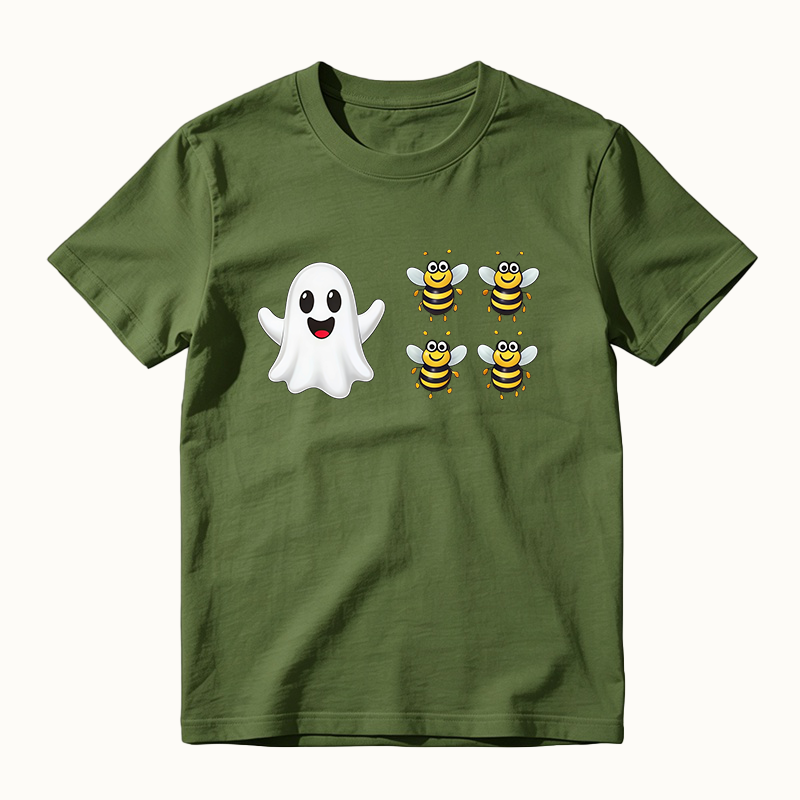 Cute Spooky Ghost And Bees Boo Bees Funny Halloween Graphic T‑Shirt