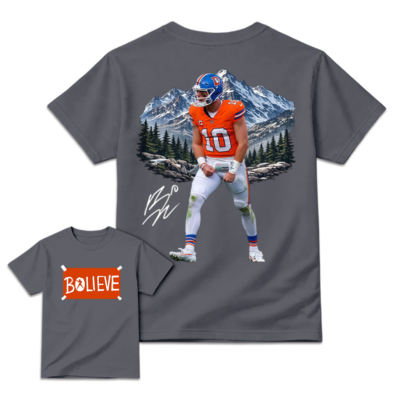 Vintage Football Quarterback Believe Spirit Graphic T-Shirt