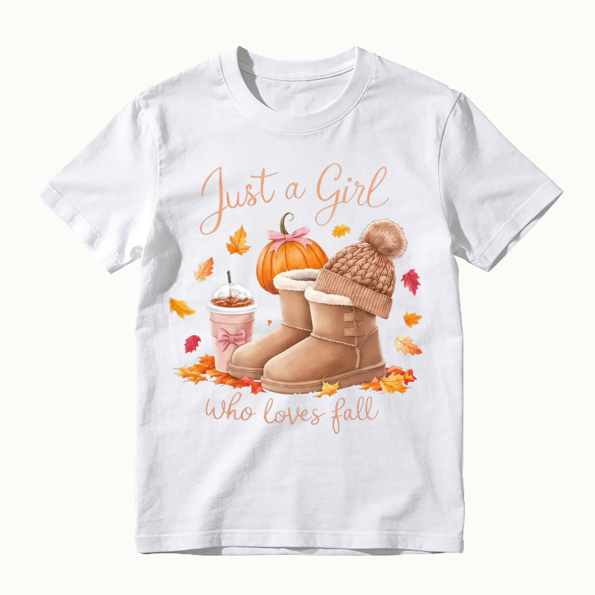 Just A Girl Who Loves Fall Pumpkin Autumn Leaves Graphic T-shirt