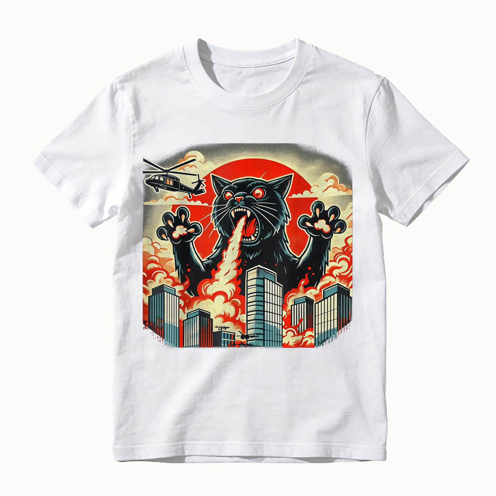 Catzilla Funny Japanese Art Graphic Tee