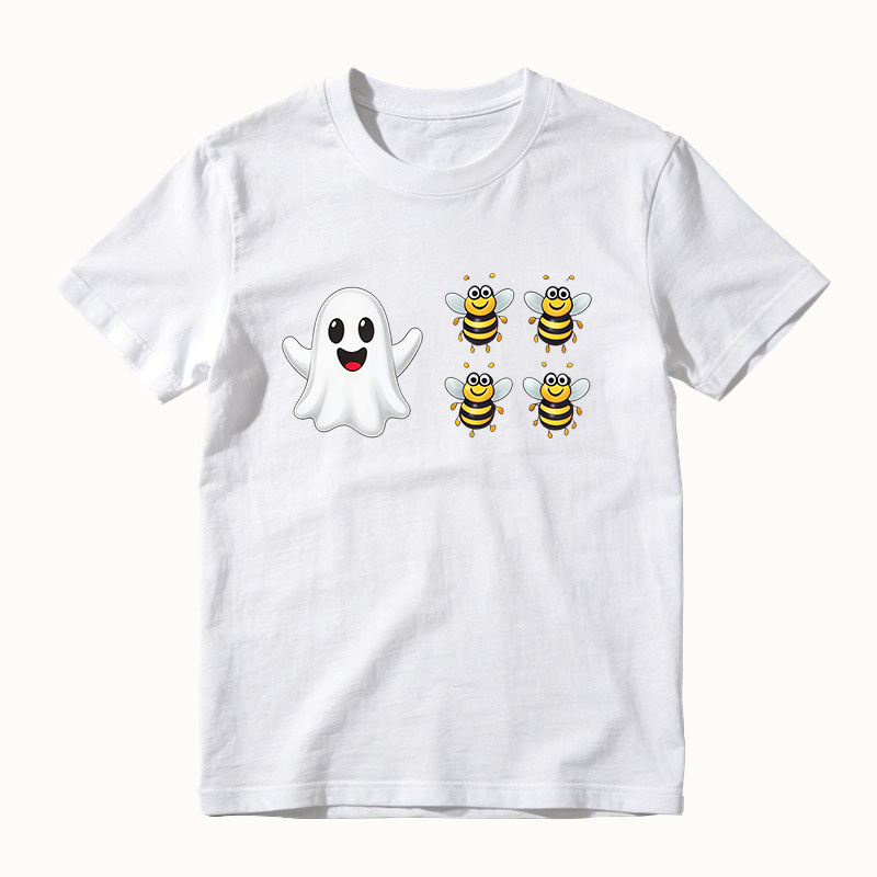 Cute Spooky Ghost And Bees Boo Bees Funny Halloween Graphic T‑Shirt