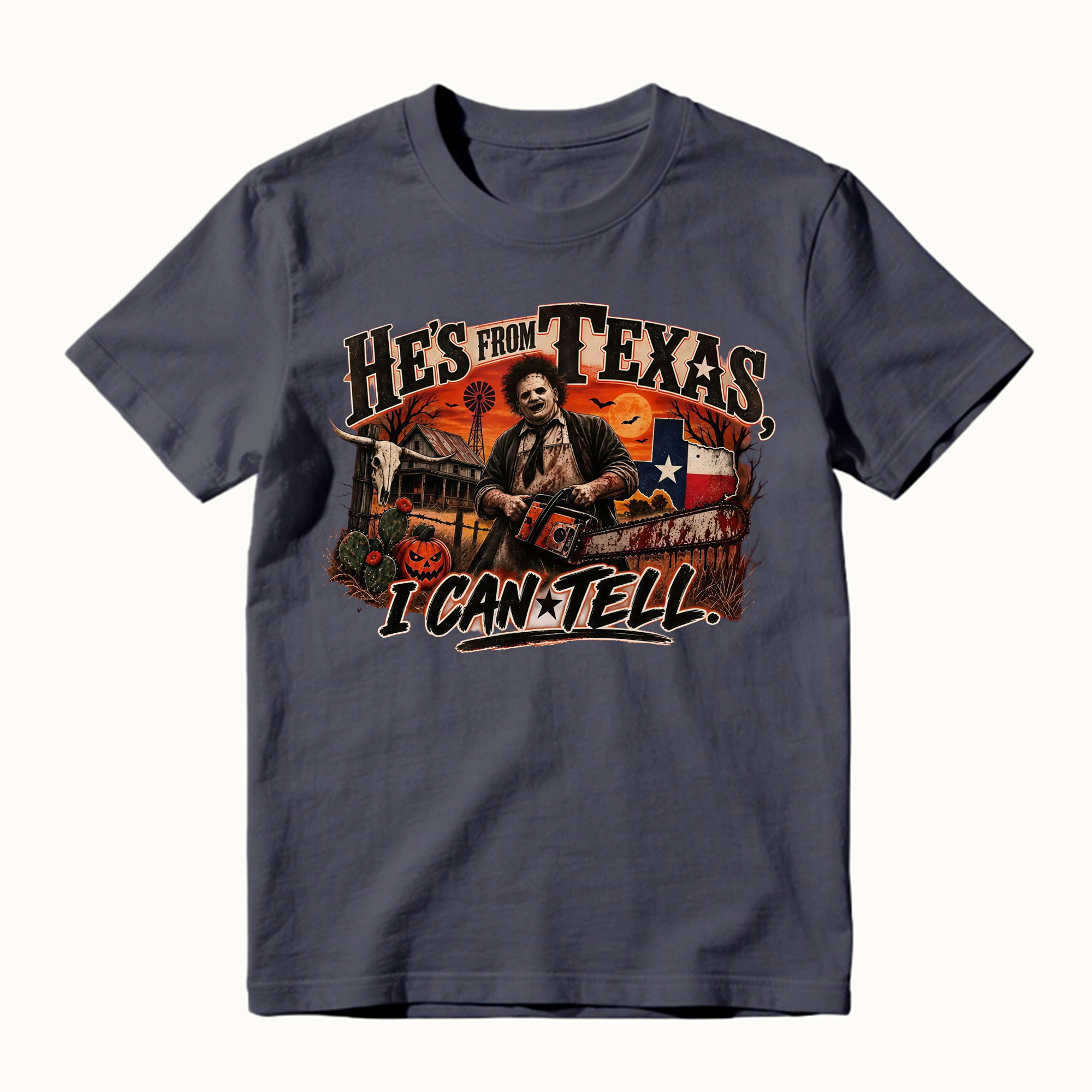 He's From Texas I Can Tell Horror Spooky Season Halloween Shirt