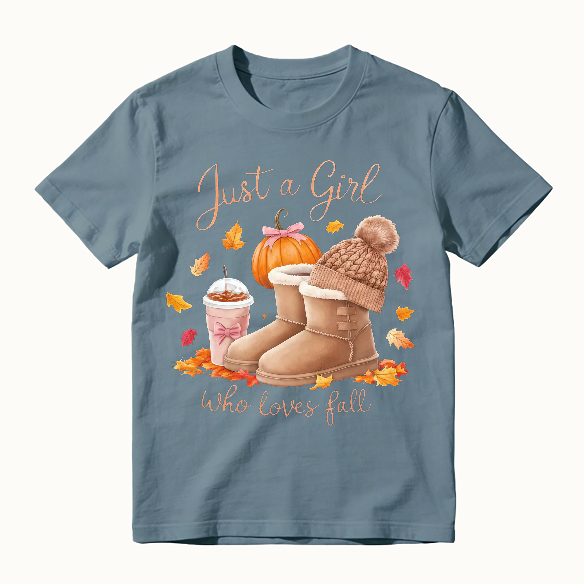 Just A Girl Who Loves Fall Pumpkin Autumn Leaves Graphic T-shirt
