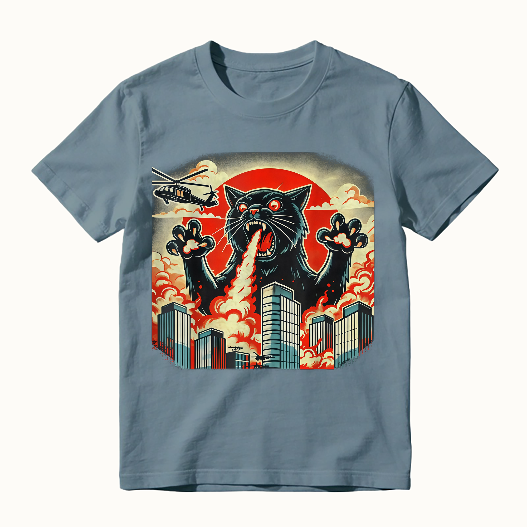 Catzilla Funny Japanese Art Graphic Tee