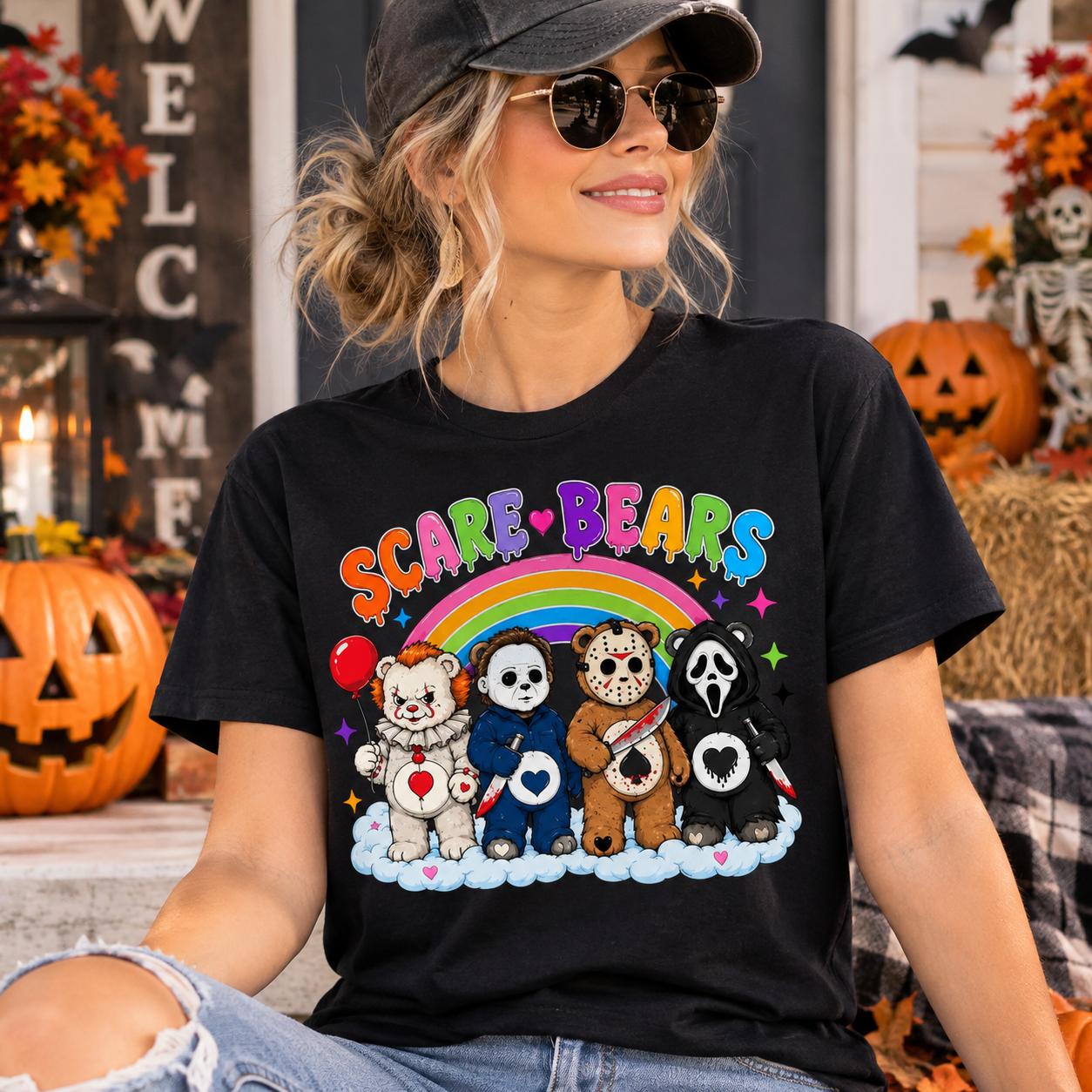Scare Bears Cute Halloween Graphic T-Shirt