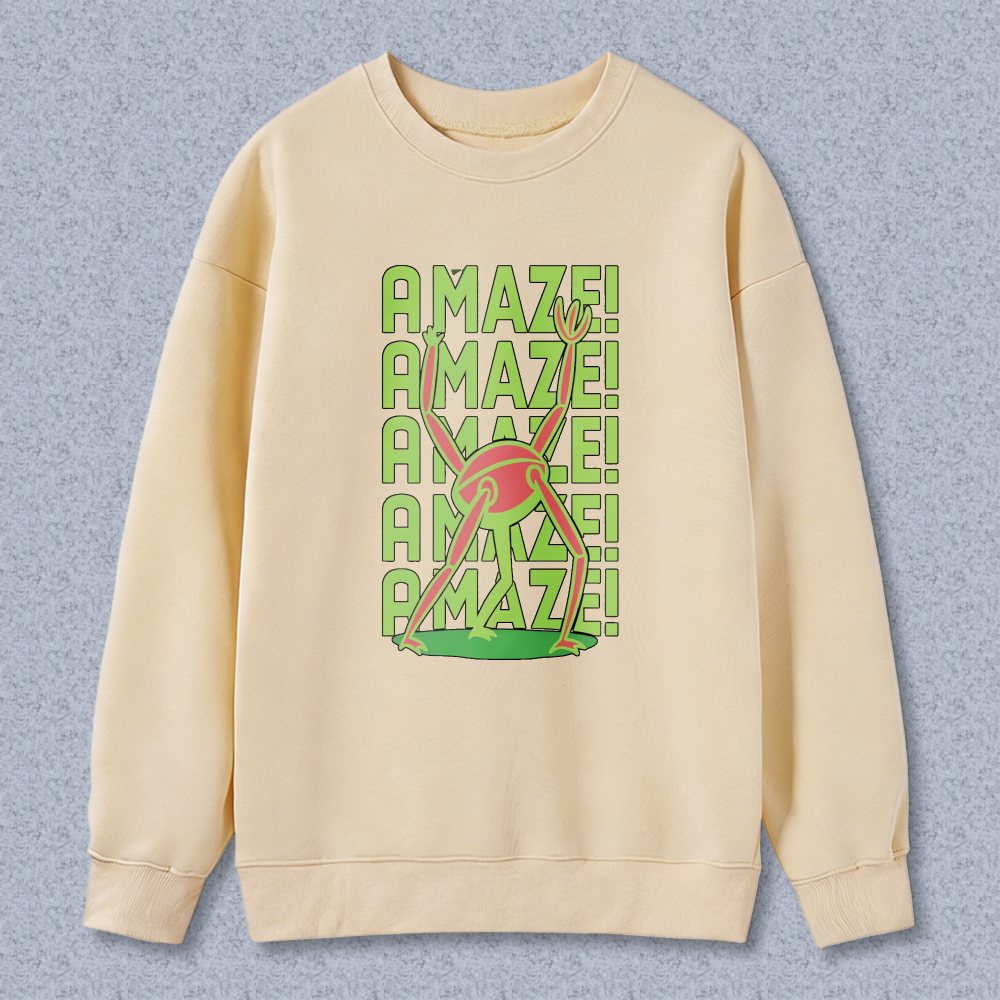 Wardrobecart Amaze Text And Frog Pattern Unisex Classic Sweatshirt
