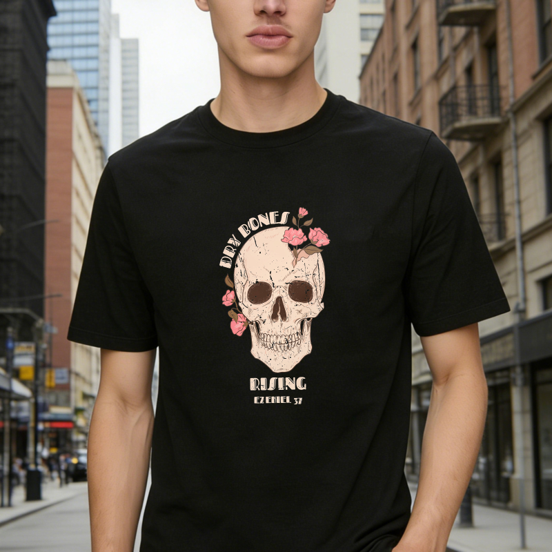 Dry Bones Rising Skull With Roses Vintage Gothic Art Unisex Classic T-shirt