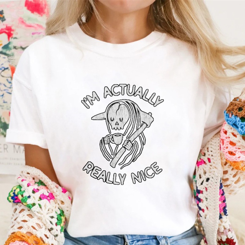 I'm Actually Really Nice Skull Grim Reaper Funny Quote Graphic T-shirt
