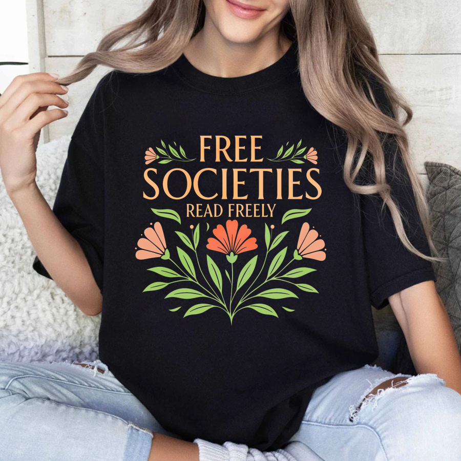 Wardrobecart Free Societies Read Freely Floral Design Tshirt