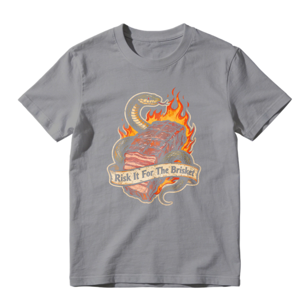 Risk It For The Brisket Snake And Fire Barbecue Graphic Unisex Classic T-shirt