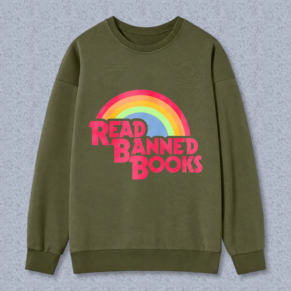 Wardrobecart Read Banned Books Rainbow Design Unisex Classic Sweatshirt