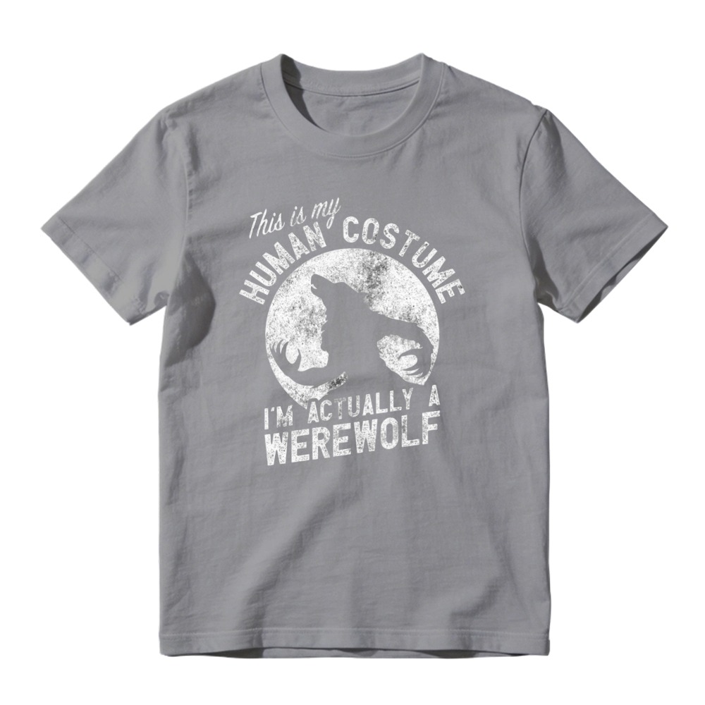 This Is My Human Costume Im Actually A Werewolf Funny Halloween Wolf Graphic T-shirt