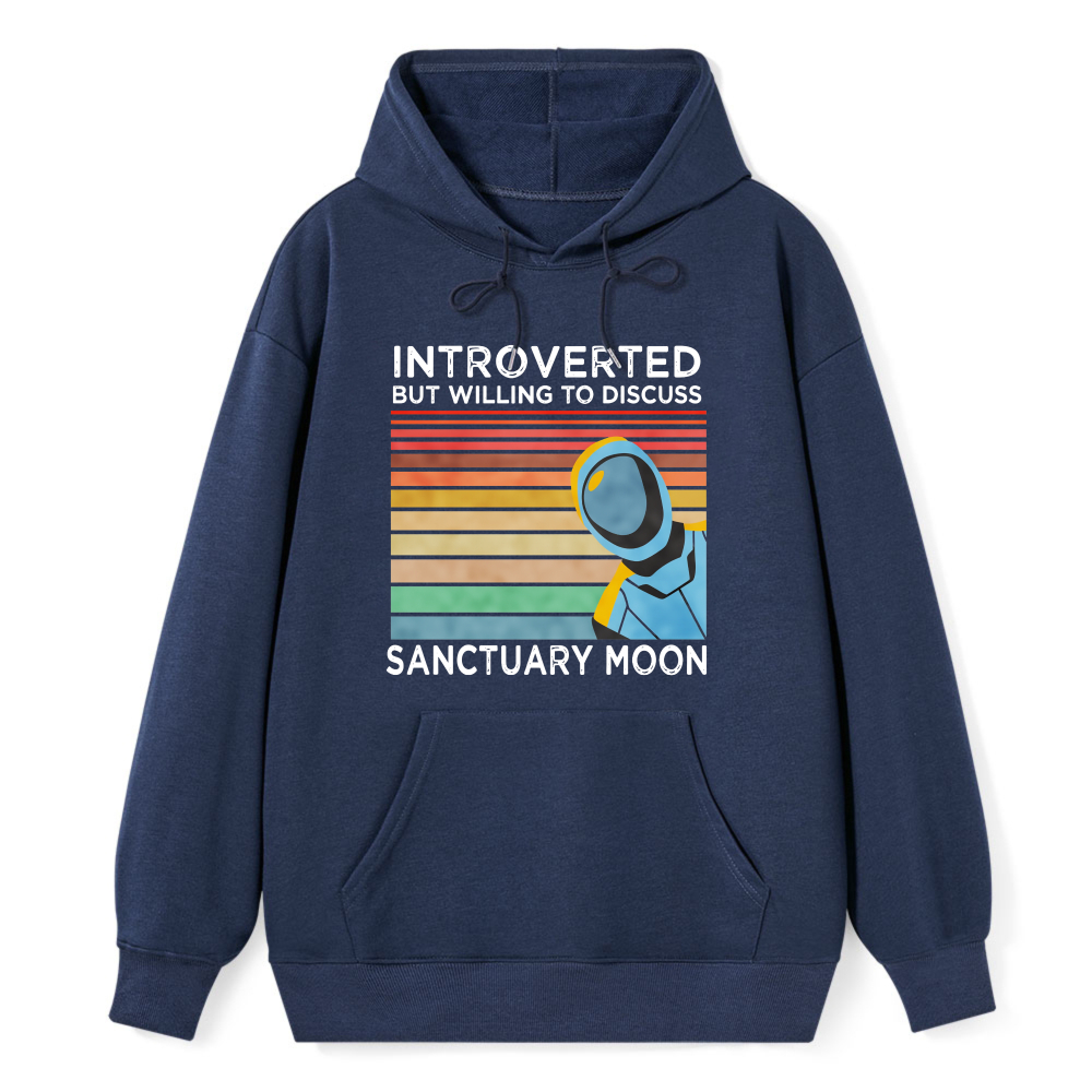 Wardrobecart Introverted But Willing To Discuss Sanctuary Moon Astronaut Retro Gradient Unisex Classic Hoodie