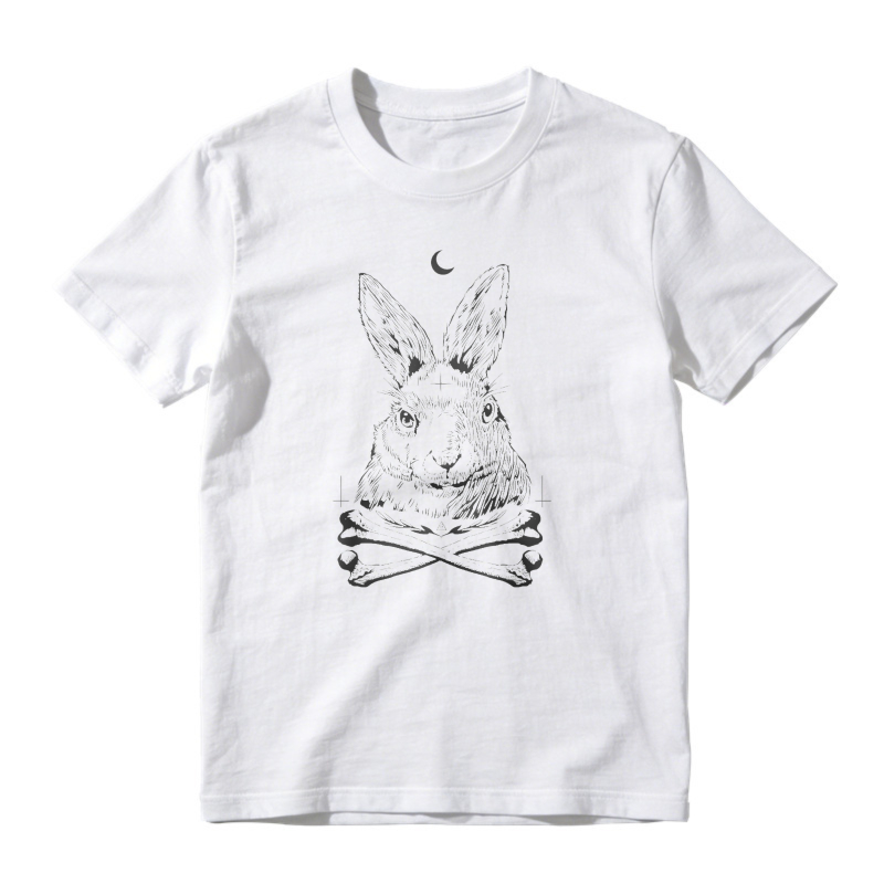Creepy Rabbit Skull And Crossbones Moon Graphic, Unisex Classic T-shirt