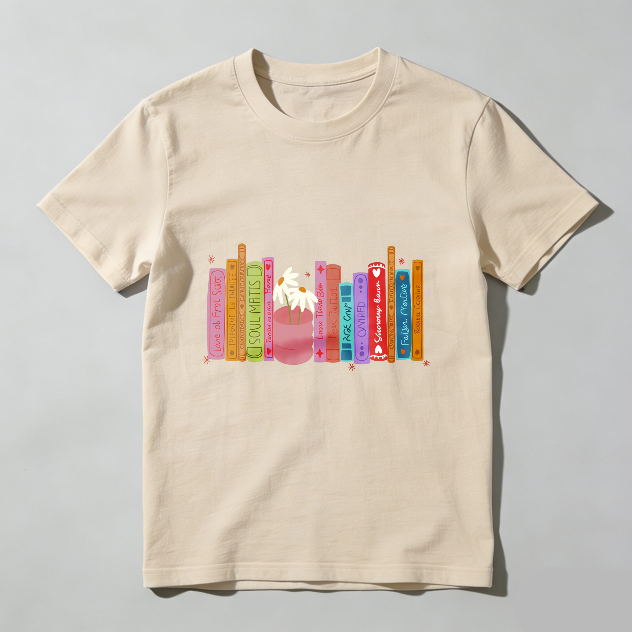 Wardrobecart Colorful Books With Plant And Stars Unisex Classic T-shirt