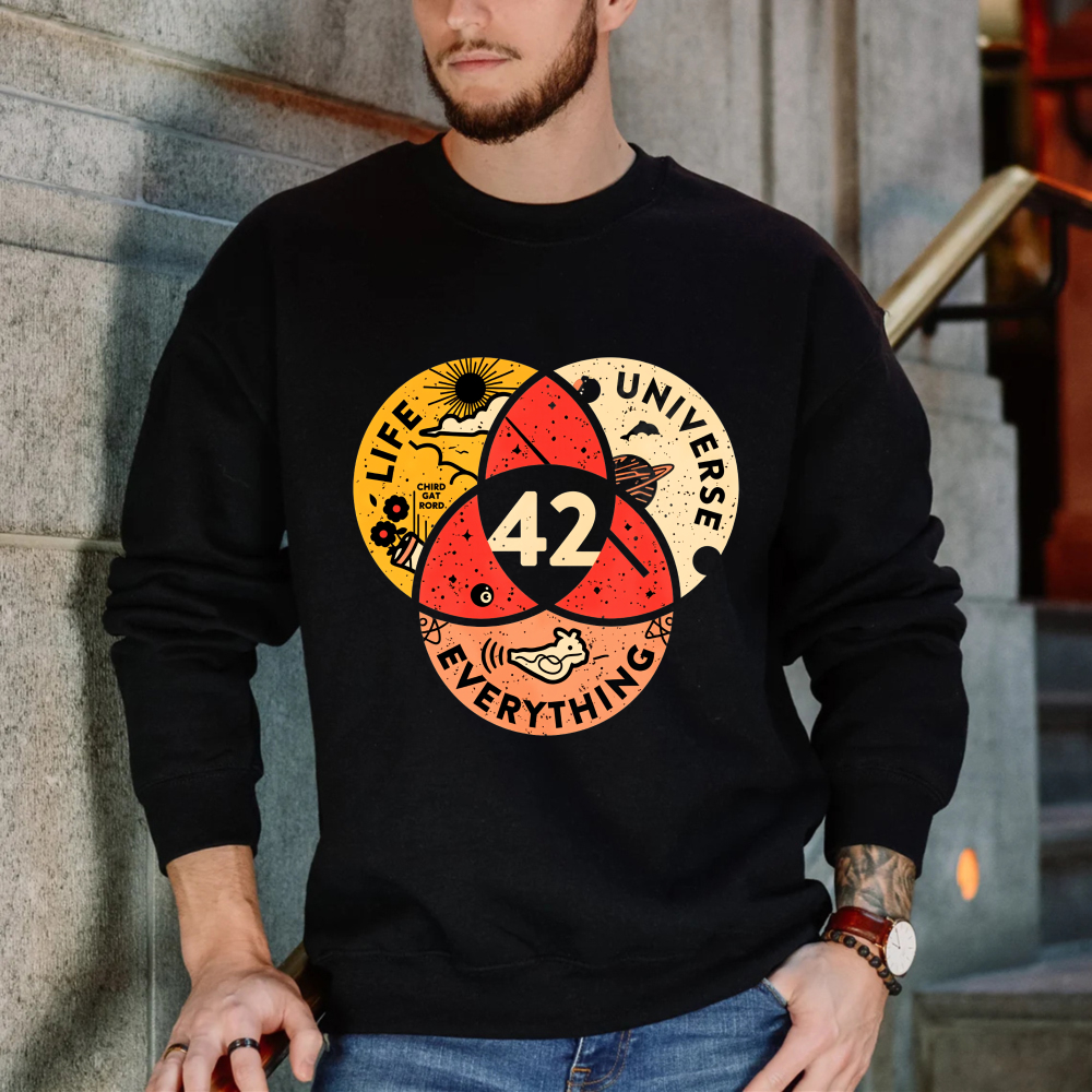 Wardrobecart Life Universe Everything 42 Venn Diagram Unisex Classic Sweatshirt