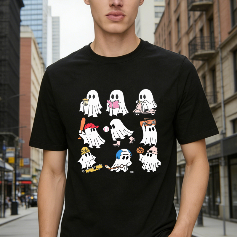 Cute Ghosts Playing Sports And Activities Unisex Classic T Shirt
