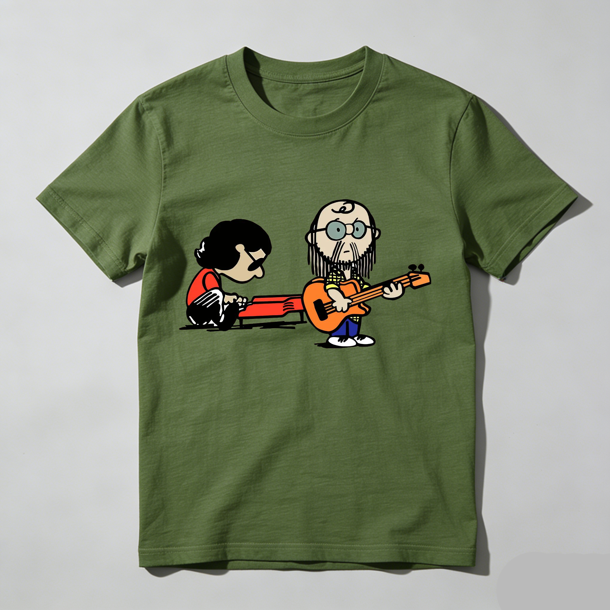 Cartoon Musician Duo Playing Guitar And Keyboard Unisex Classic T-shirt