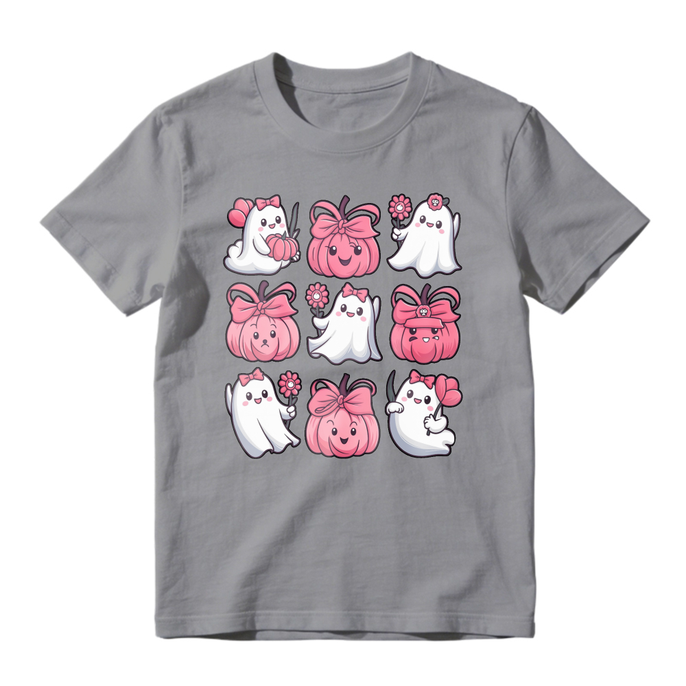 Cute Pink Ghost And Pumpkin Pattern, Unisex Classic T-shirt
