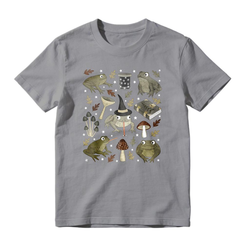 Witchy Frogs And Mushrooms Magical Forest Pattern, Unisex Classic T-shirt