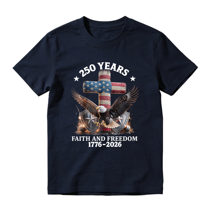 American Flag Cross Eagle Faith And Freedom 250 Years 1776 2026 Unisex Classic T-shirt