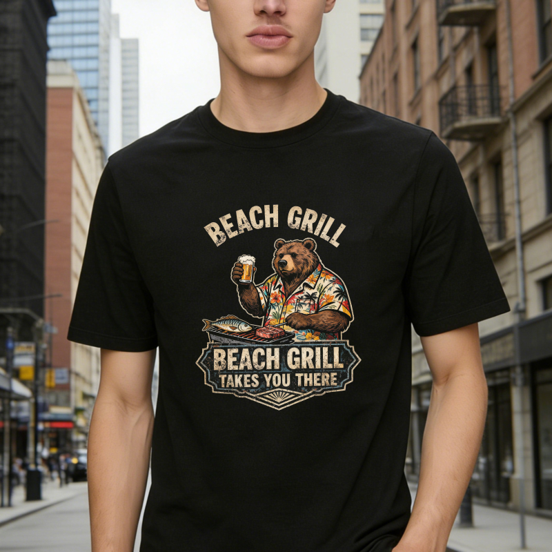 Beach Grill Bear With Beer And Seafood Unisex Classic T-shirt