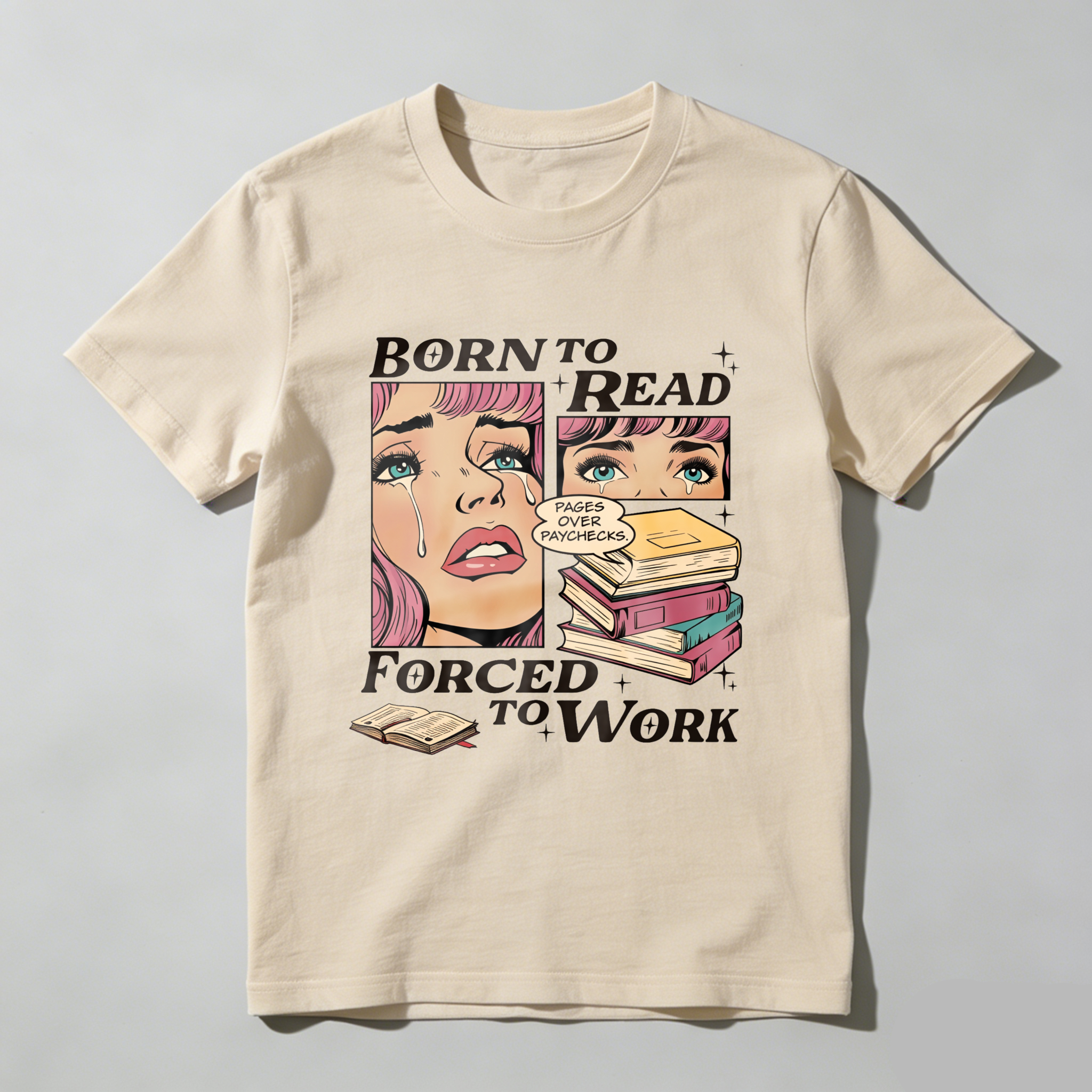 Wardrobecart Born To Read Forced To Work Tshirt(4)