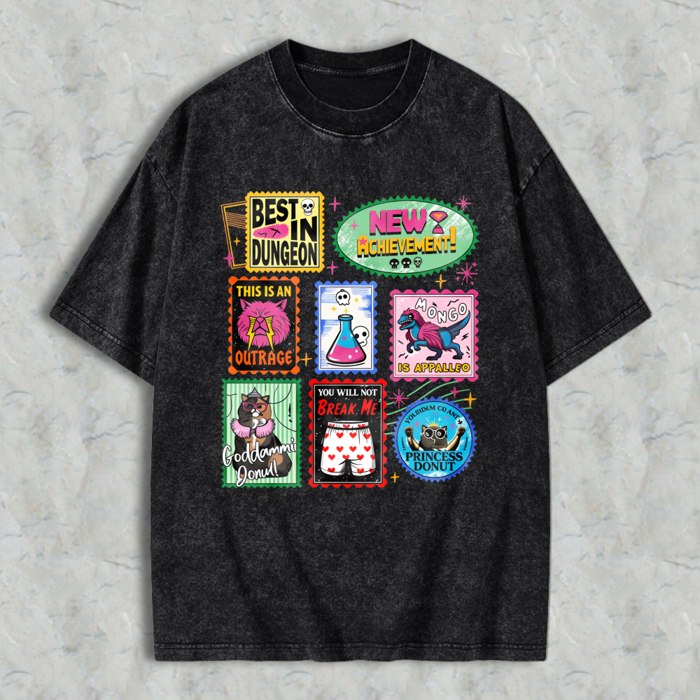 Wardrobecart Best In Dungeon New Achievement This Is An Outrage Ponged In Appaloosa Badass Donut You Will Not Break Me Princess Donut Unisex Washed T-shirt