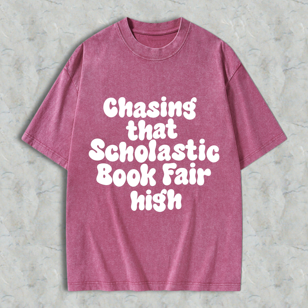 Wardrobecart Chasing That Scholastic Book Fair High Unisex Washed T-shirt
