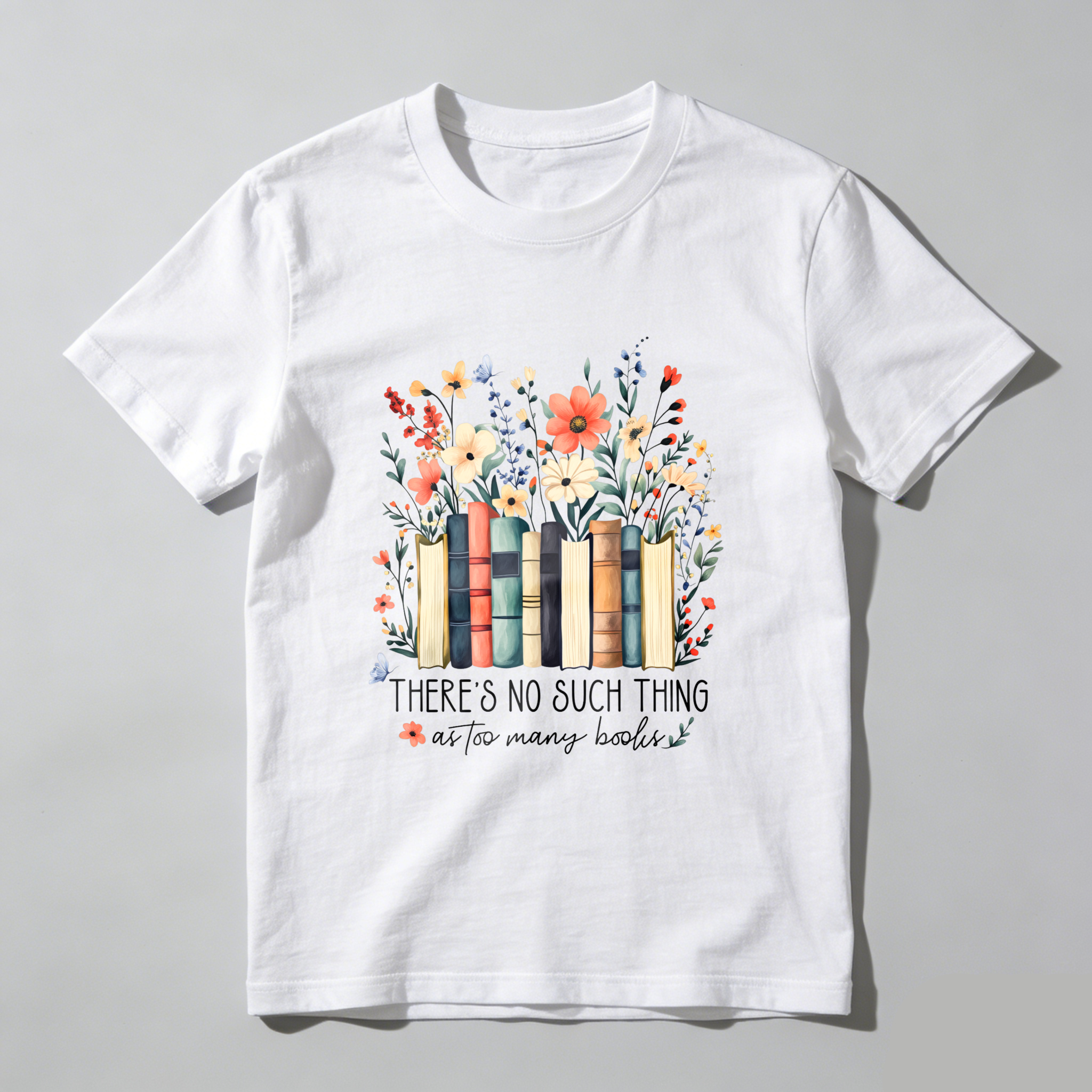 Wardrobecart Books Flowers And Butterflies Pattern Tshirt