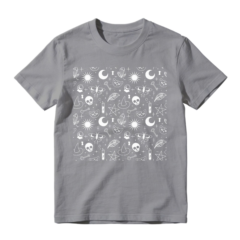 Mystic Symbols Skulls Moons Stars Pattern, Unisex Classic T-shirt