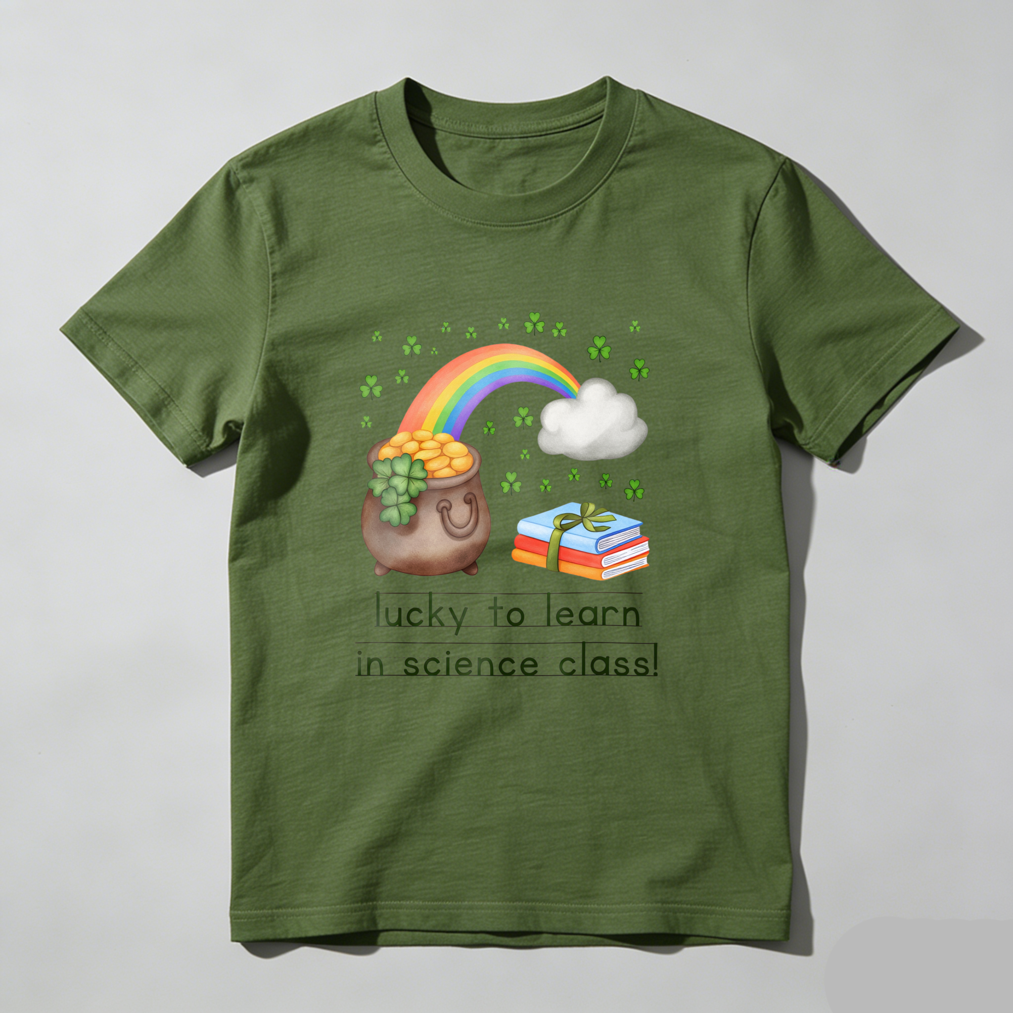Wardrobecart Pot Of Gold Rainbow Books Clover Cloud tshirt