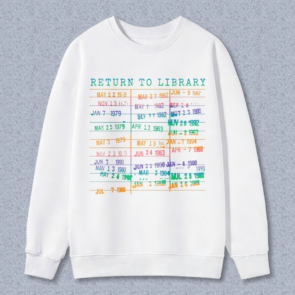 Wardrobecart Return To Library Date Stamp Pattern Unisex Classic Sweatshirt