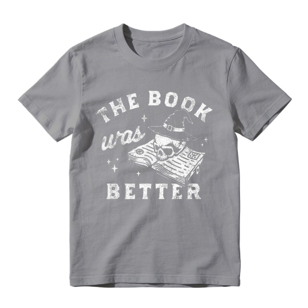 The Book Was Better Skull Witch Hat Open Book Graphic T-shirt