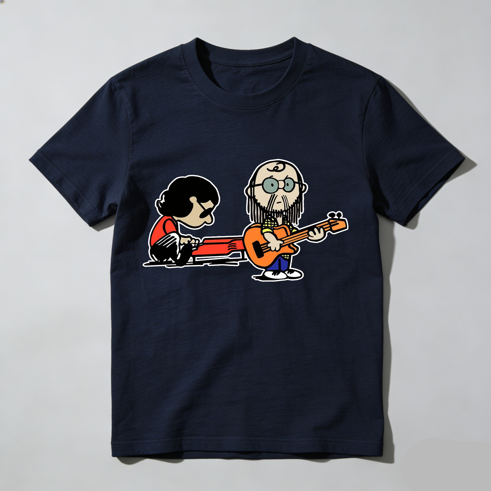 Cartoon Musician Duo Playing Guitar And Keyboard Unisex Classic T-shirt