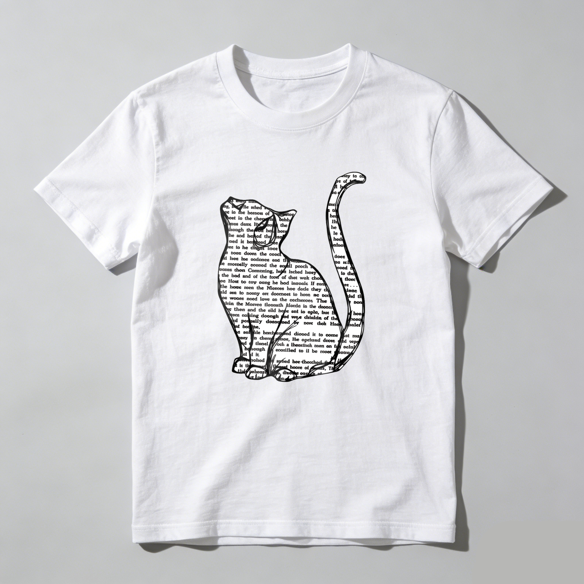 Wardrobecart Cat Silhouette With Text Pattern Tshirt