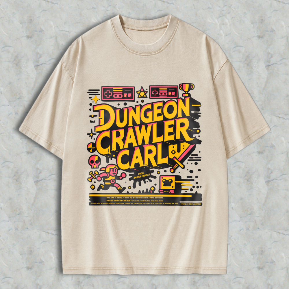 Wardrobecart Dungeon Crawler Carl Pixel Art Gaming Theme Unisex Washed T-shirt